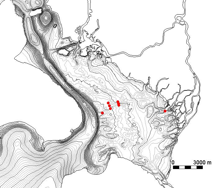 Figure 1. Bathymetry of the Skagit Bay tidal flats (left) with a zoom on the study area on the southern flats (right).