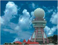 Typhoon Shangmei in 2006 A radar tower in