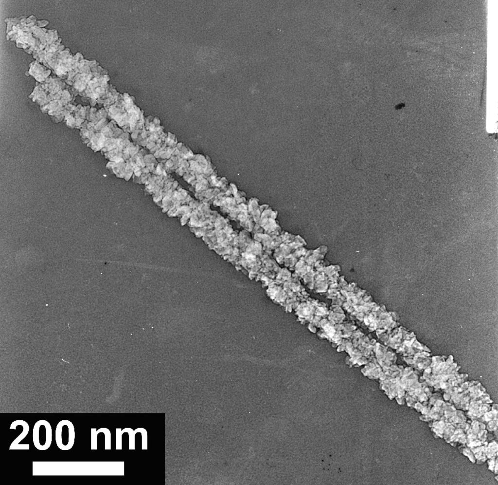 This can be seen in figure 5.2c in which the picture of a bundle of PZT nanowires with a diameter of 60 nm is taken by TEM (100 kev).
