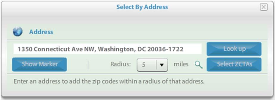 In the Select by Address menu, the user will enter as much address information as possible and click "Look up.