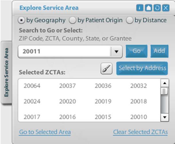 Tools in the Data View Explore Service Area Toolbox This toolbox can be opened and closed by clicking on the tab on the side of the box. This toolbox houses several important functions.