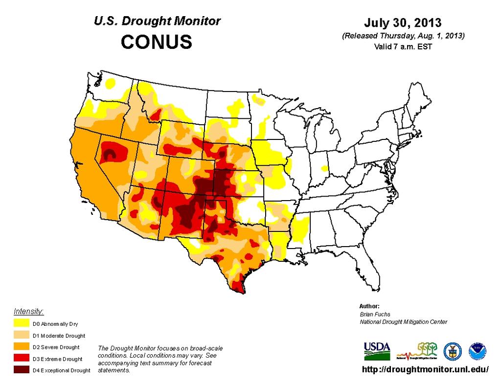 U.S. Drought Monitor (comparison) 1 Year ago 6 Months