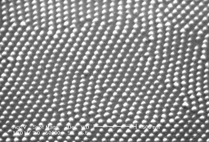 Highly ordered nano-conic arrays Ordered nano-conic arrays.