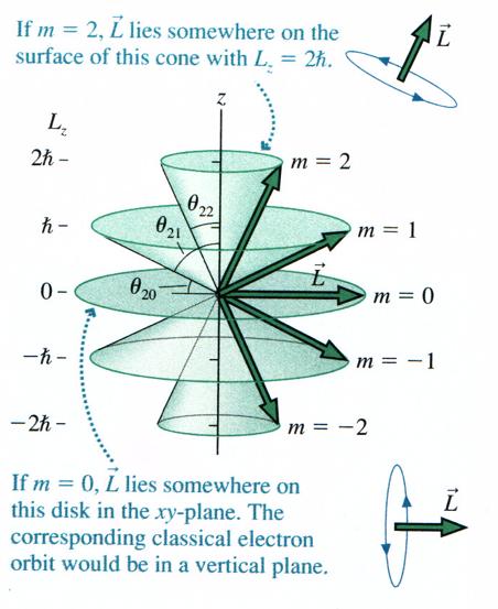 Re-examine angular momentum for case l =2 Angular Momentum: L = p`(` +1)~ = p