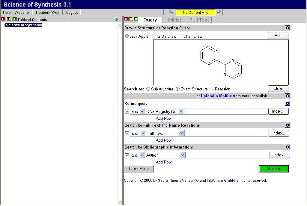 Science of Synthesis Guided Examples 2 1 Exact Structure Search Draw 2-Phenyl-Pyrimidine (depicted above) using one of the three supported drawing tools, then select Exact Structure from the Search
