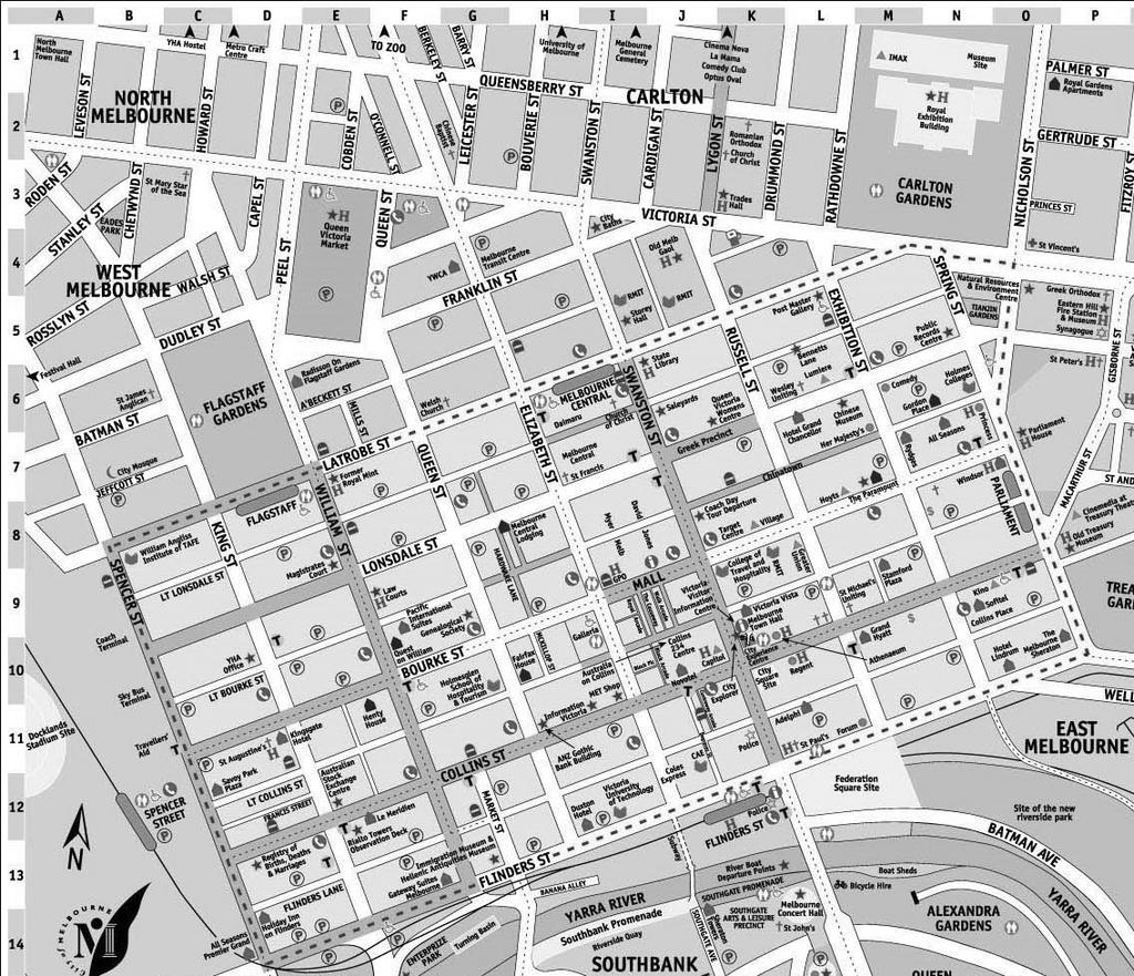 Section B: Multiple Choice Questions ANSWER ALL QUESTIONS IN SECTION B ON THE ANSWER SHEET Use the map of Melbourne CBD below to answer questions 1-4 SCALE 3cm = 400m Q1.