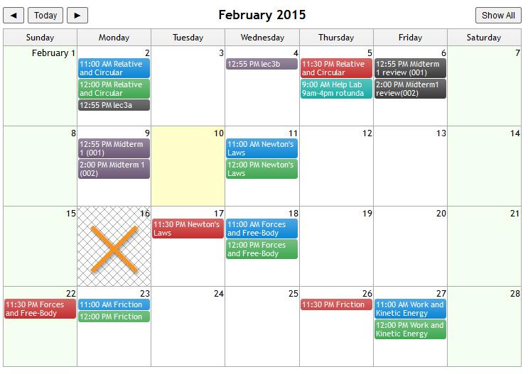 Course Schedule: February