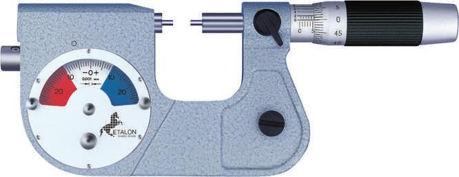 Retractable anvil by means of a push-button. Rotating dial for fine adjustment, also with adjustable tolerance markers.