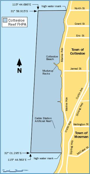 Figure 1: The Cottesloe Fish Habitat Protection Area (Department of Fisheries 2010) The study site was divided into two sections, North and South (Figure 2).