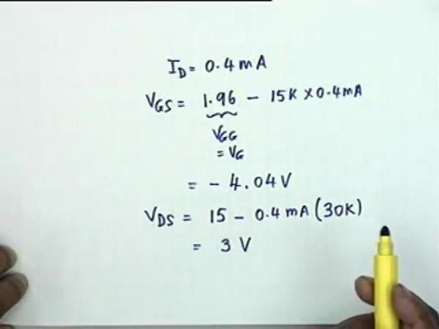 150K R Sigma is 15 K time I D. Substitute this here, then you get an equation in I D which is not a linear equation which is not a linear equation which is quadratic.