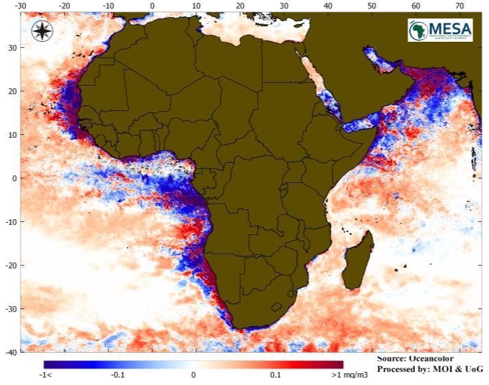 Sea surface temperatures over much of the Indian Ocean have been above average from March to August 2016 except regions west of Seychelles and to the south of Mauritius (figure 22).