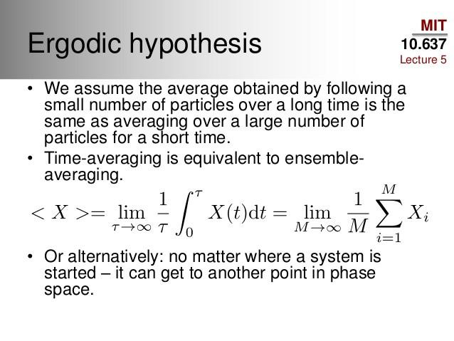 Statistical Thermodynamics (3) The ensamble approach is valid under the Ergodic