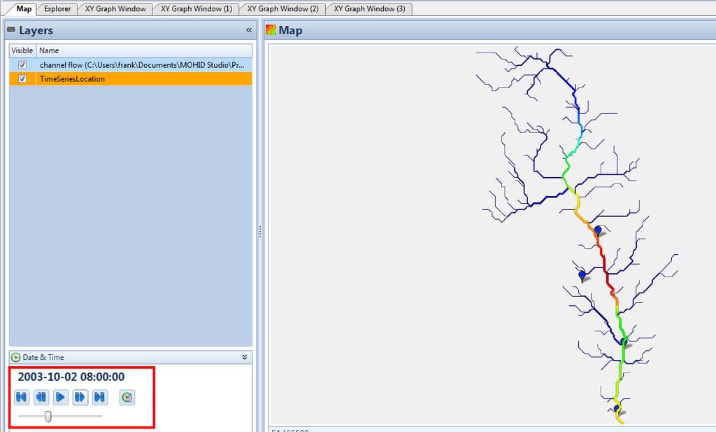 To see all this features in form of map, go back to the explorer, select the simulation Watershed with Soil and double click on the Drainage Network.hdf5 file.