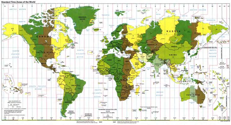 2. Longitude: distance from the standard meridian within a time zone (120 o, 105 o, 90 o, 75 o ) Time zones = 1 hour segments 360