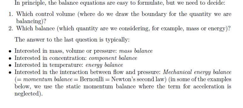 Which control volume and which balance?