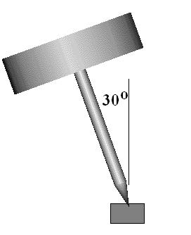 WORKED EXAMPLE No. 1 A top consists of a spinning disc of radius 50 mm and mass 0.8 kg mounted at the end of a light rod as shown.