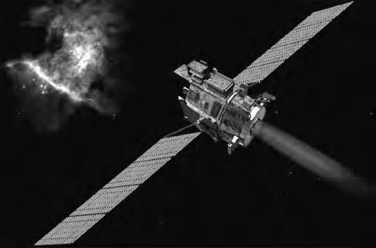 *2 The photograph shows a probe moving in space. Whilst moving, empty fuel tanks can be ejected by means of an explosion.