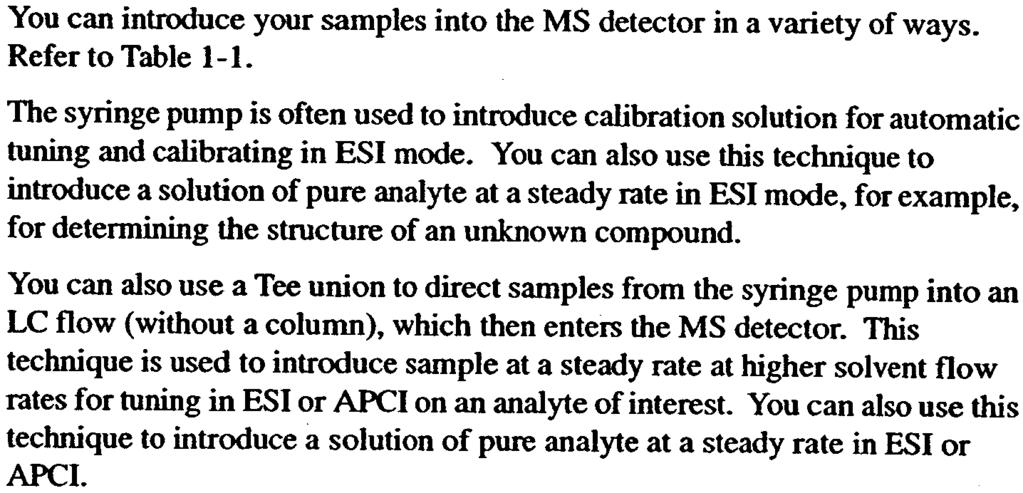 How Can I Introduce My Samples into the MS Detector? 1.4 1-8 LCQ Advantage Getting Started- Thermo Finnigan into the MS Detector?