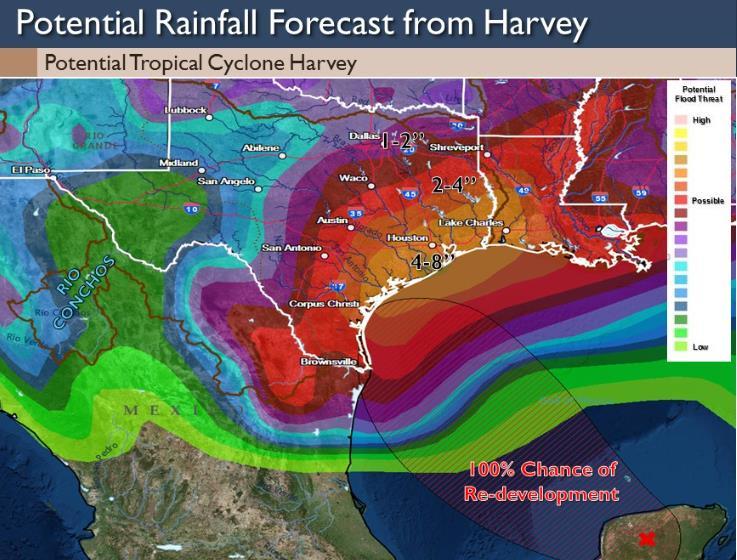 FEMA Region VI Tropical Weather Threat Situation Environmental conditions are conducive for a tropical system (Harvey) to redevelop in the Gulf of Mexico and move towards Texas and Louisiana