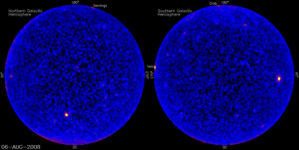 Animation of 3 months data set Gammas from earth limb pole pointing obs 87 days starting with August 4 1
