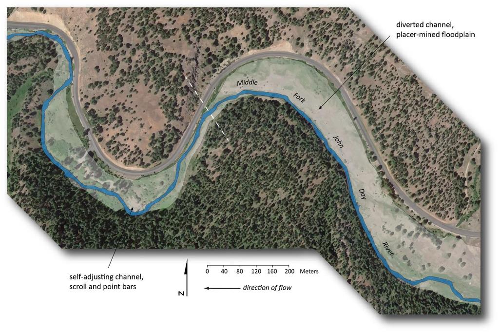 Figure B 12. Geomorphic condition of the Bedrock-controlled Discontinuous Floodplain river style. White mask shows floodplain extent.