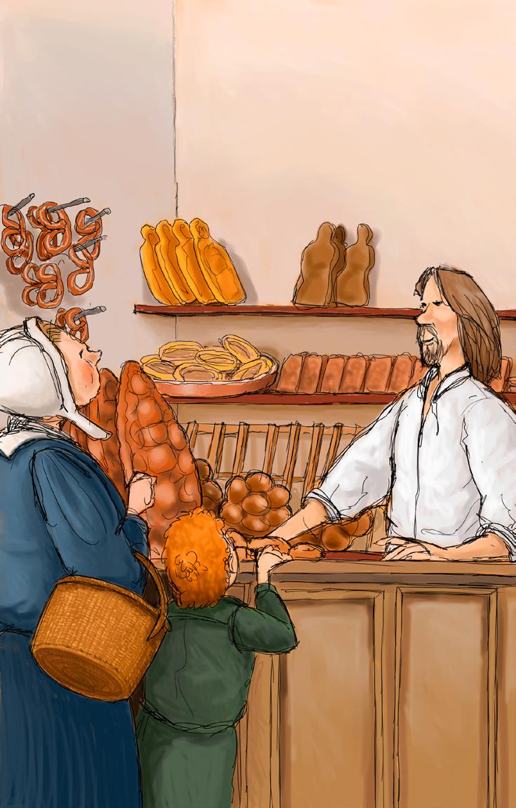 r s e D k oze a B e h n T based on a Dutch Colonial American folktale An honest baker set up shop in the Dutch colony of
