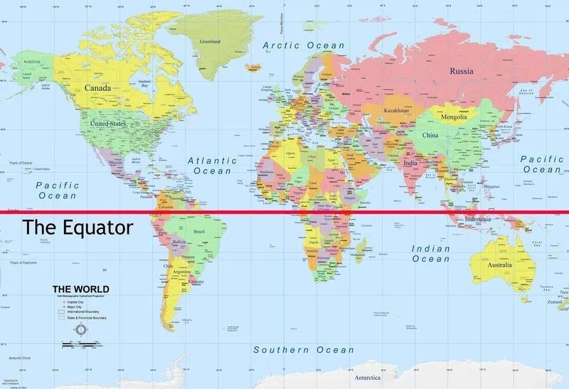 Equator an imaginary line drawn around the