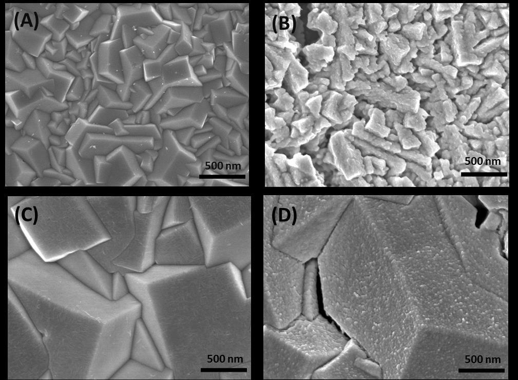 S6. SEM Images of Cu2O Surfaces SEM images of other two Cu2O films before and after reduction are shown in Figure S9.