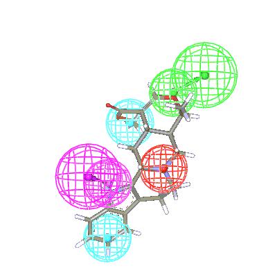 Pharmacophore model for 2D6 inhibitors» 3D QSAR model built in Catalyst» 36 compounds from Lily paper»