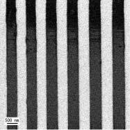Figure 6: SFM piezorespose micrographof linear pattern made up of inverted-domains Figure 7: SFM piezorespose micrographof dot-array pattern made up of dotty inverted-domains 600 1200 1800 2400