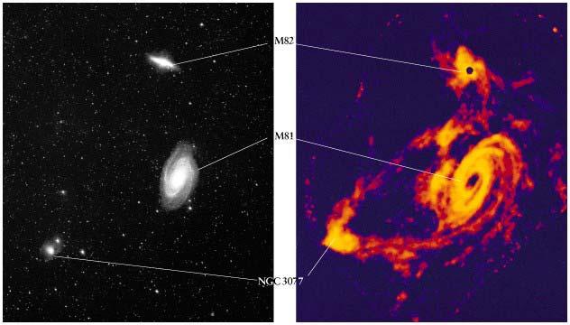 galaxies, M81 (big), M82