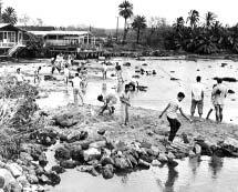 Pagaraman, Babi Island, Indonesia, December 12, 1992. Tsunami washed away everything leaving only white beach sand. Seven hundred people were killed by the earthquake and ensuing tsunami.