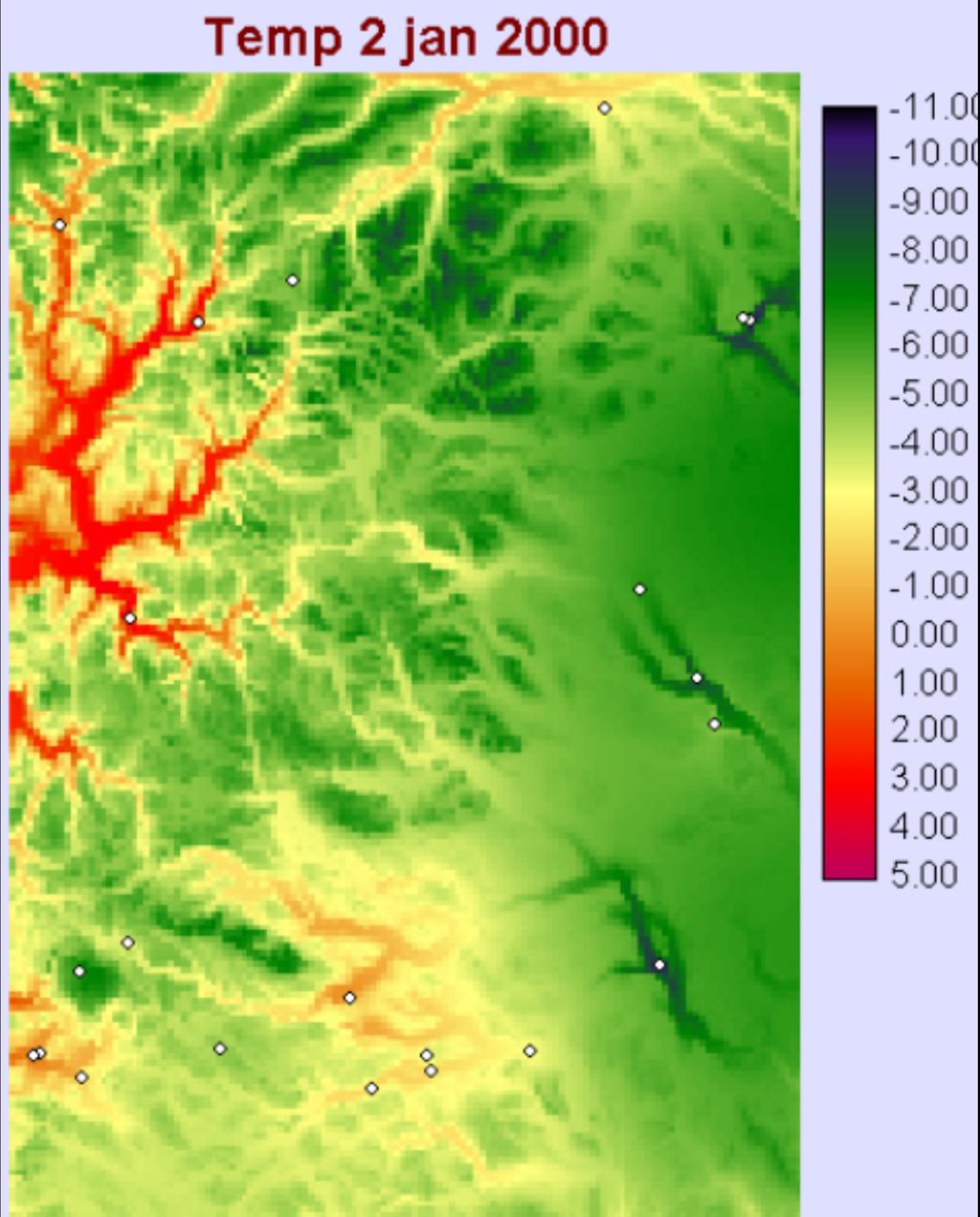Model composition Bayesian temperature kriging GRF precipitation simulation