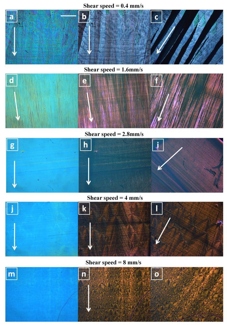 SUPPLEMENTARY INFORMATION RESEARCH Supplementary Fig. 2: Optical characterization of the solution sheared TIPS-pentacene thin films. a, d, g, j, m.