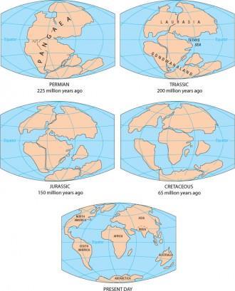 Key theme: Pangea breaks up Process will take 150 my and will extend into the Cenozoic