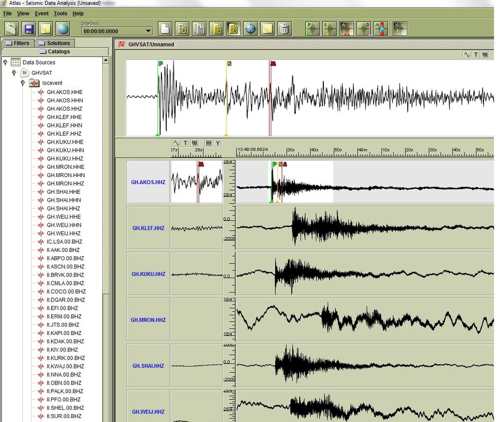 Atlas Local Event Post Processing Software Locally recorded event by Ghana Digital Seismic