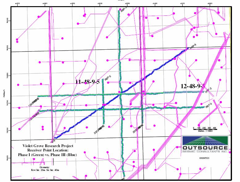 Seismic lines, Penn West CO 2 EOR Pilot Phase 1:
