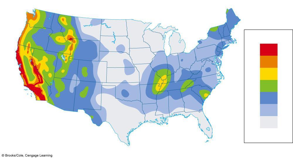 Areas of Greatest Earthquake Risk in the United