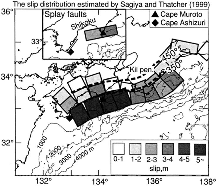 Y. TANIOKA AND K. SATAKE: THE 1946 NANKAI EARTHQUAKE 239 Table 2. Two splay subfaults and slip distribution.