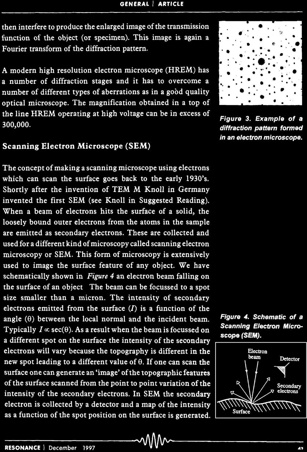 GENERAL I ARTICLE then interfere to produce the enlarged image of the transmission function of the object (or specimen). This image is again a Fourier transform of the diffraction pattern.