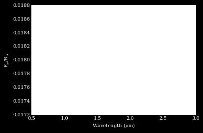 Use MCMC-based fitting tools to measure changes in the planetary radius with wavelength to find the planetary