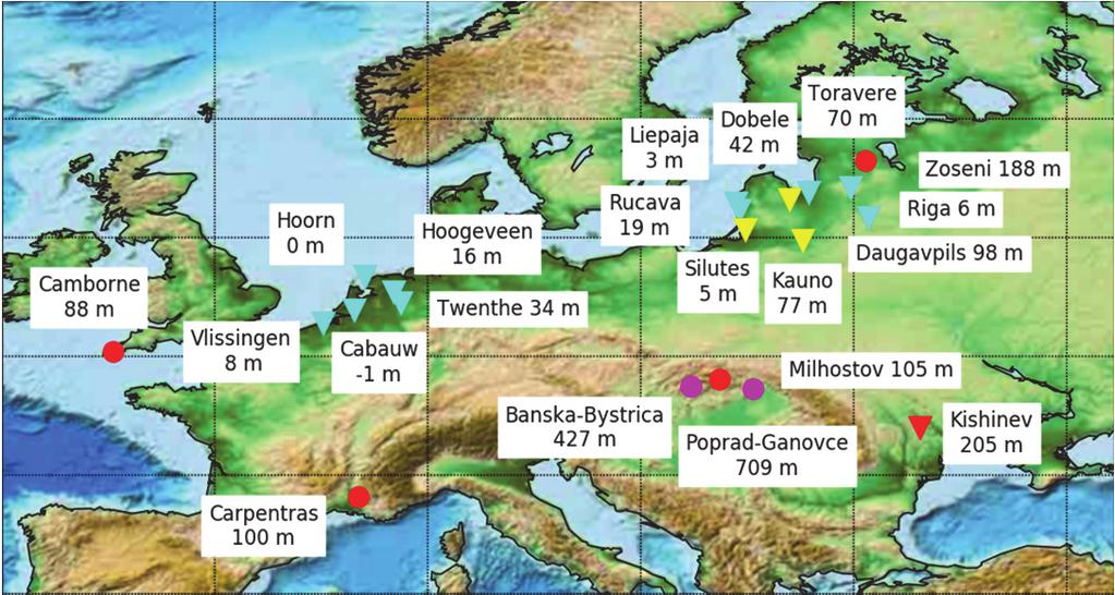 Copernicus Atmosphere Monitoring Service Figure 7.1. Map showing the stations in Europe.