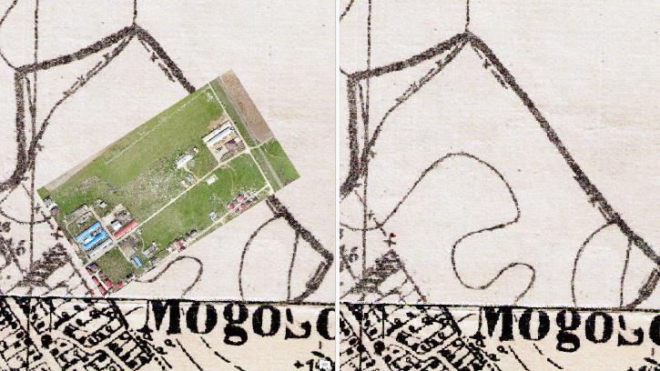 A closed view over the evolution of the area could be made by overlapping the present-day buildings and the historical map and the have a 3D scene which could allow future analysis. Figure 5.