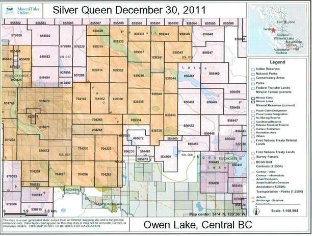Silver Queen Tenure Current land tenure 42 claims,