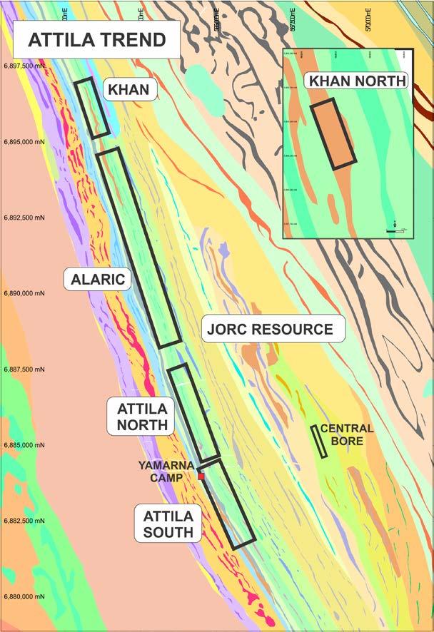 Attila Trend - Drilling The Gaps Original Resource Underexplored Area JORC resource of