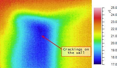 Application of G100/120 Thermal Imaging Camera in Energy Efficiency Measuring Fig. 12 shows and a small part of the window. The figure clearly shows crackings caused by mechanical damages.