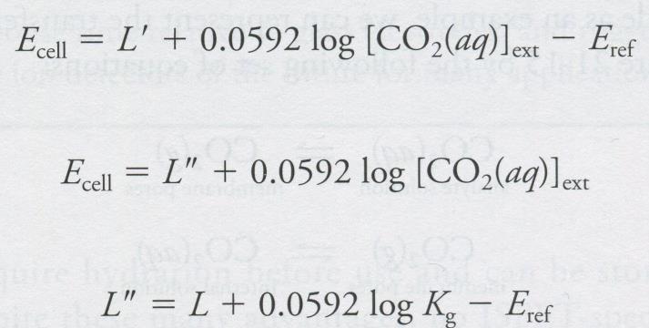 Gas-Sensing Probes a HCO3- is constant, so For a neutral species CO 2, if we allow a 1 to be the hydrogen ion activity