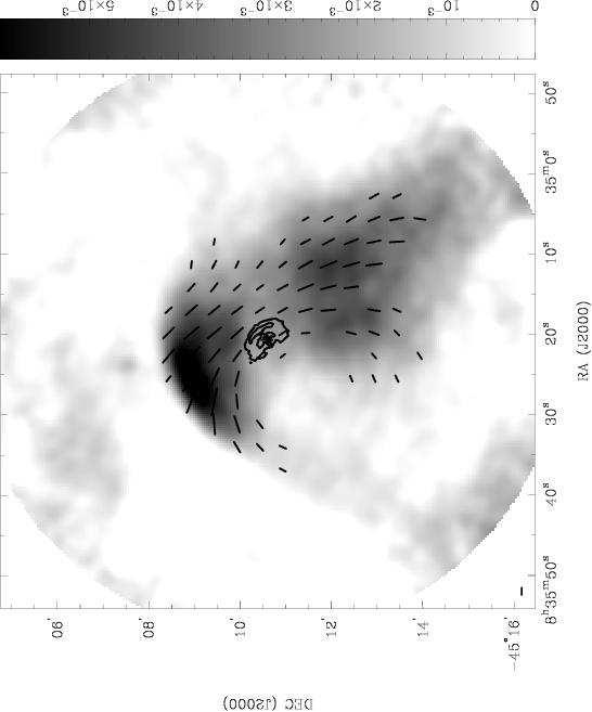 The Vela Pulsar s Radio Nebula 17 Figure 10. Vela PWN at 5 GHz with derotated magnetic field lines overlaid.