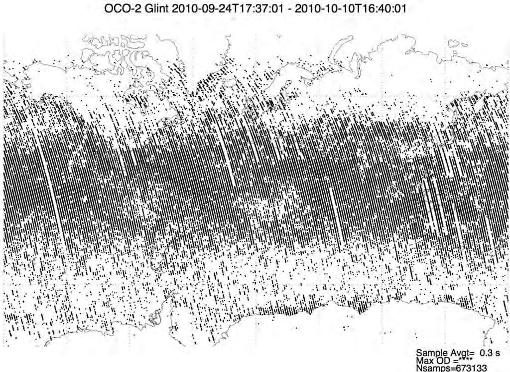 Glint vs. Nadir Coverage OCO-2 will obtain Nadir and Glint observations of the sunlit hemisphere on alternate 16-day ground track repeat cycles.