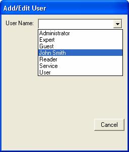 Enter the Administrator password and press the Enter key. Press the Add/Edit Users button. The Add/Edit window will appear.